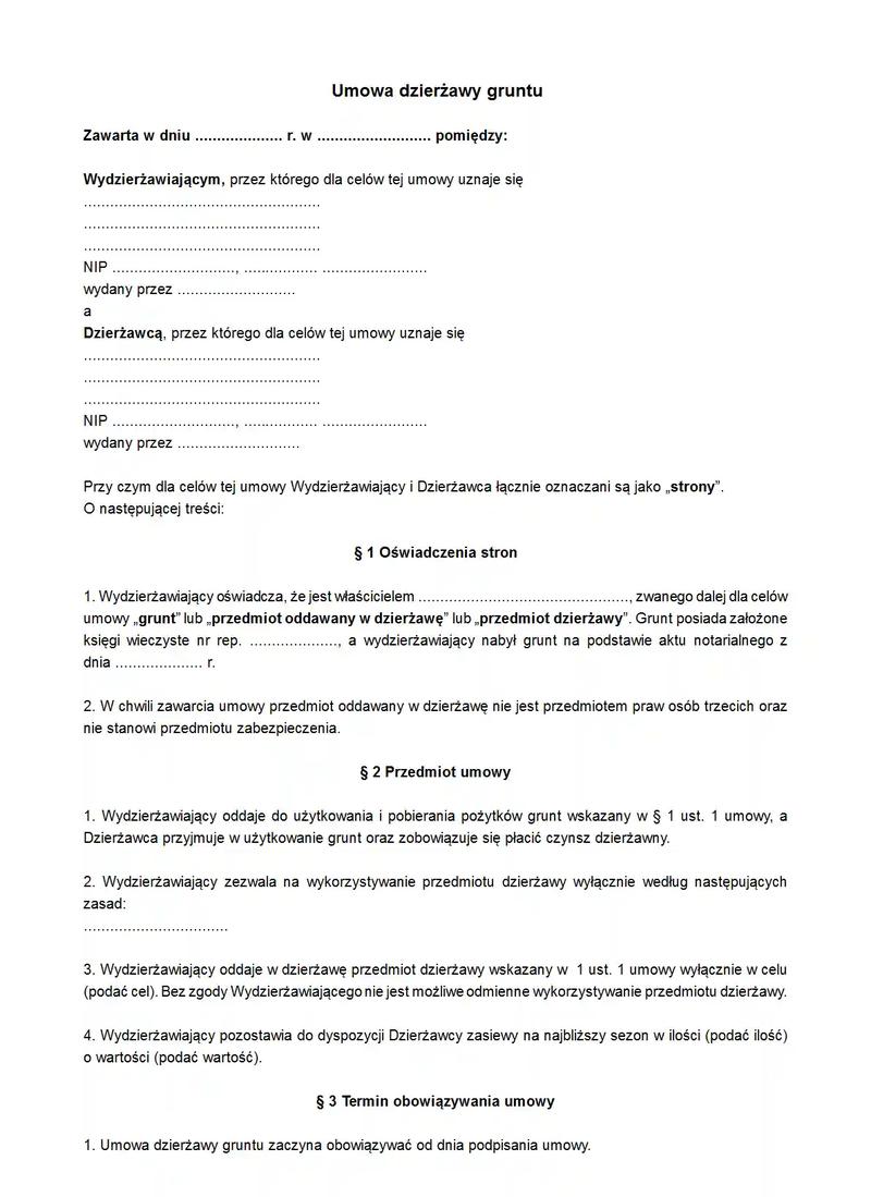 Elementy umowy dzierżawy