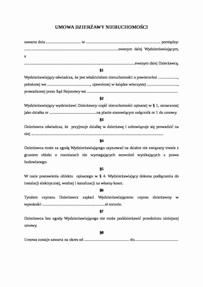 Umowa dzierżawy lokalu