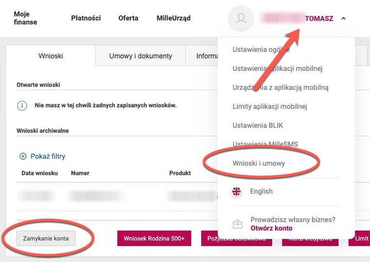 Dokumenty do debetu Millennium